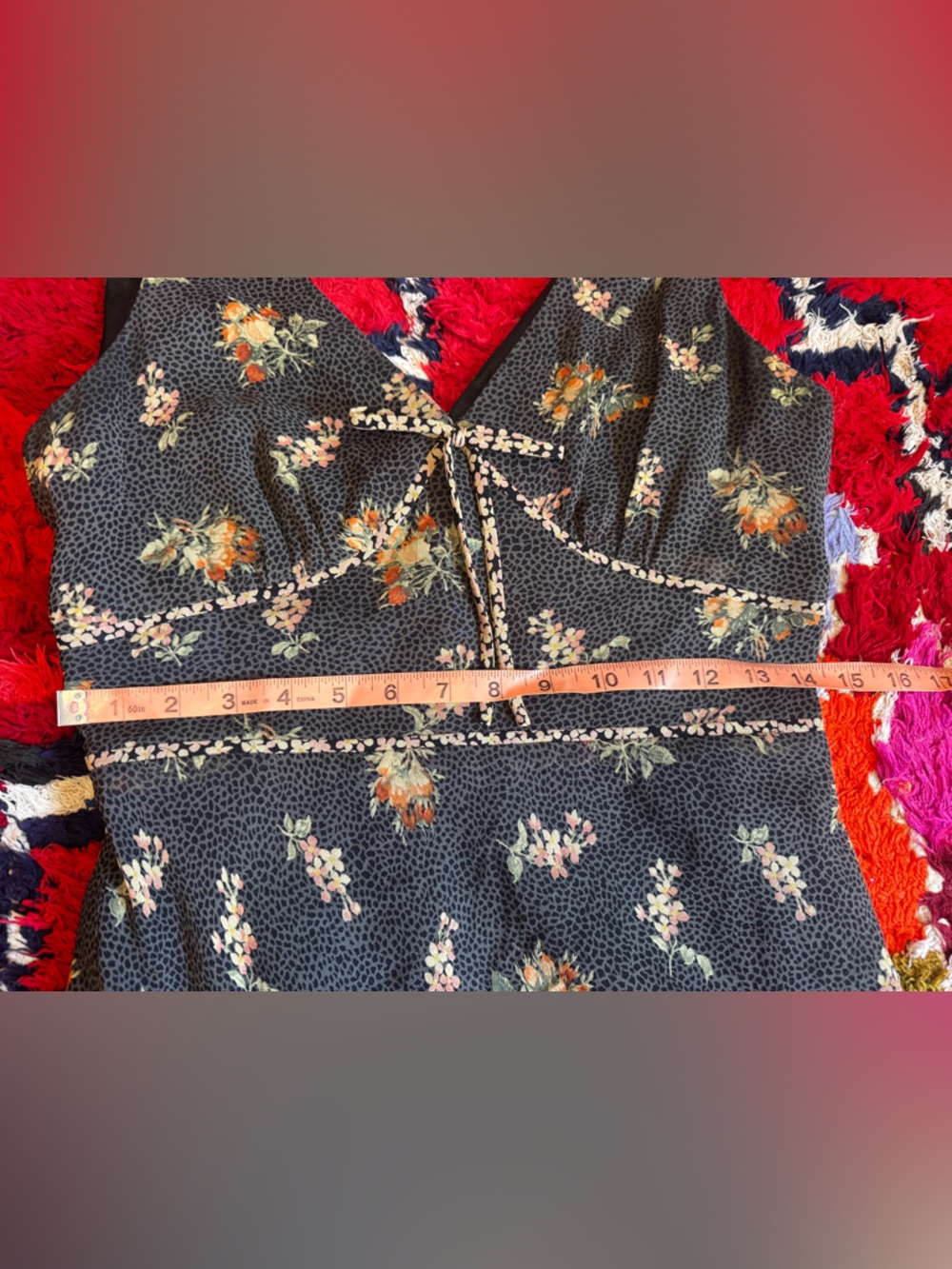 90s Vintage Black Floral Slip Dress Sz Sm - Picture 3 of 6
